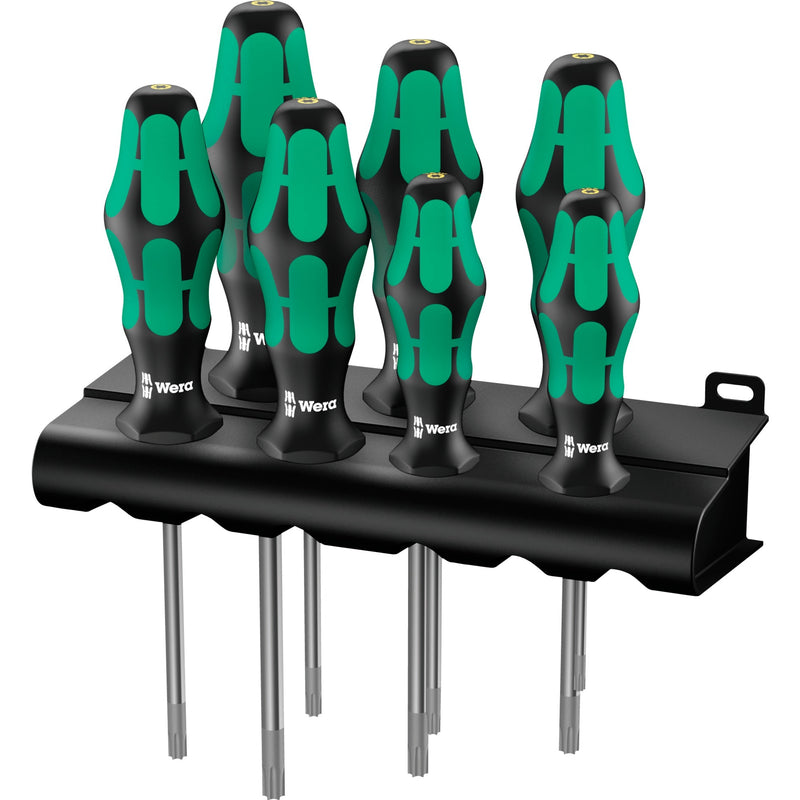 Load image into Gallery viewer, Wera 367 7 torx hf-schroevendraaierset kraftform plus + rek (zwart groen, 7-delig)