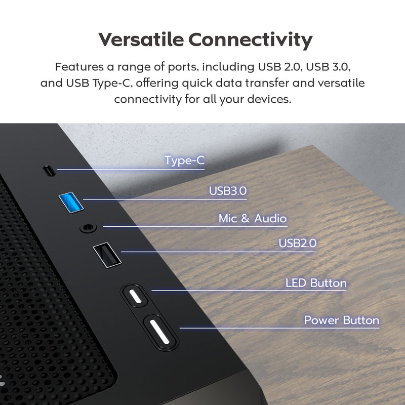 Load image into Gallery viewer, Montech x5 midi tower behuizing (zwart | 2x usb-a | 1x usb-c | tempered glass)