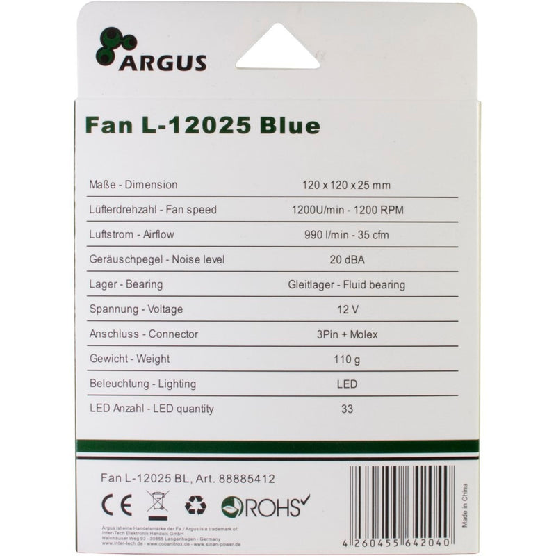 Load image into Gallery viewer, Inter-tech l-12025 120x120x25mm case fan (zwart, 120 x 120 x 25 mm)