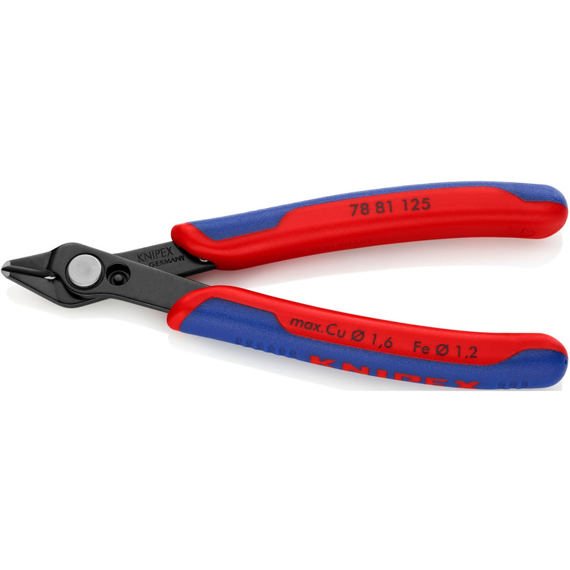 Load image into Gallery viewer, Knipex electronic super knips 78 81 125 elektronica-tang (rood blauw, verbinding met roestvrij stalen klinknagel, draadklem)