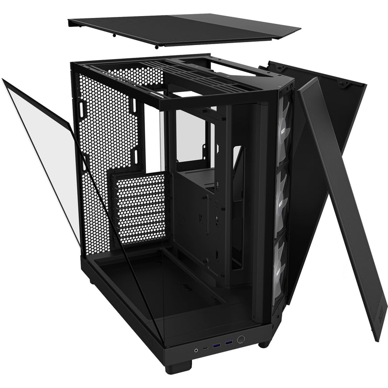Afbeelding laden in galerijviewer, Nzxt h6 flow rgb midi tower behuizing (zwart | 2x usb-a | 1x usb-c | rgb | tempered glass)