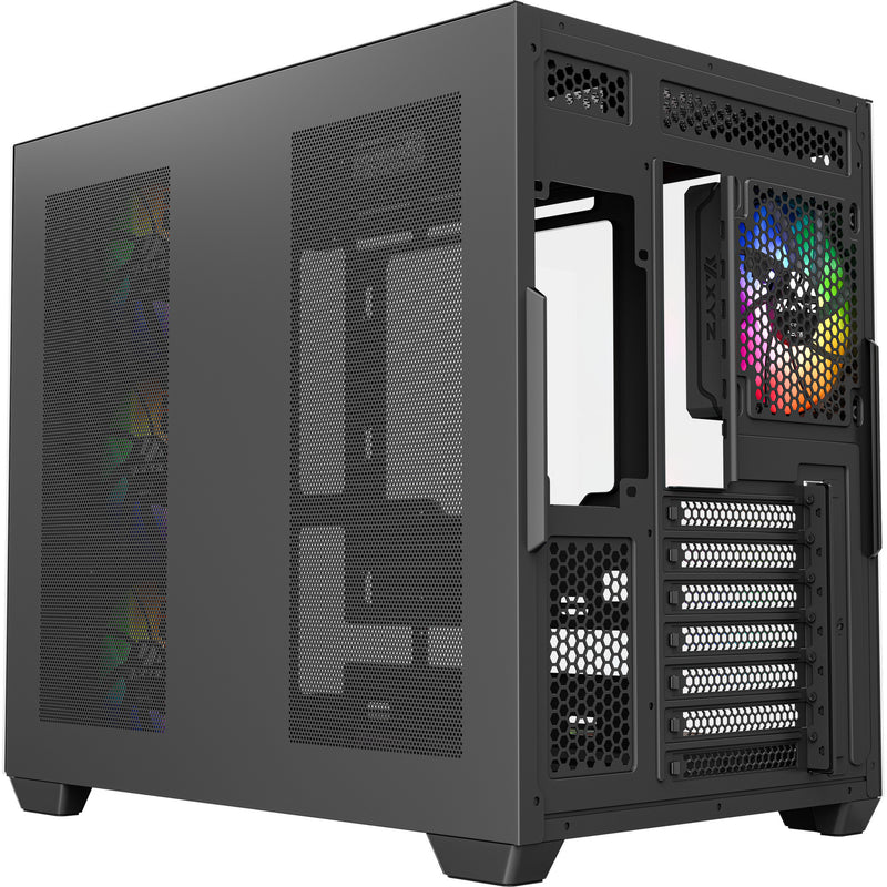 Cargue la imagen en el visor de la galería, Xyz pc gear tesseract x midi tower behuizing (zwart | 2x usb-a | 1x usb-c | tempered glass)