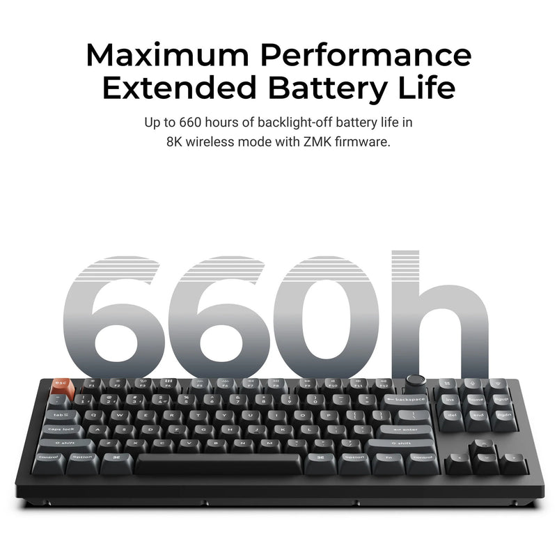 Load image into Gallery viewer, Keychron v3 ultra 8k wireless custom mechanical keyboard (zwart, us lay-out (qwerty), silk pom red, 80% (tkl) , rgb, hot swap, 2.4 ghz | bluetooth 5.3 | usb-c)