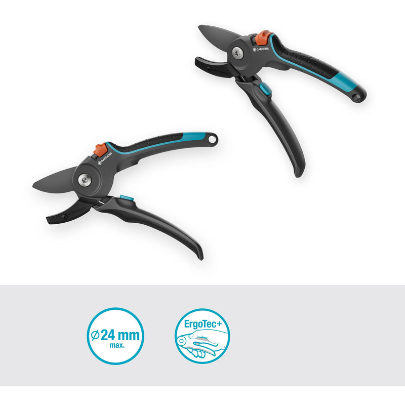 Load image into Gallery viewer, Gardena snoeischaar premiumcut pro voor droog hout met aambeeldsnede (grijs turquoise, 24 mm snoeidiameter)