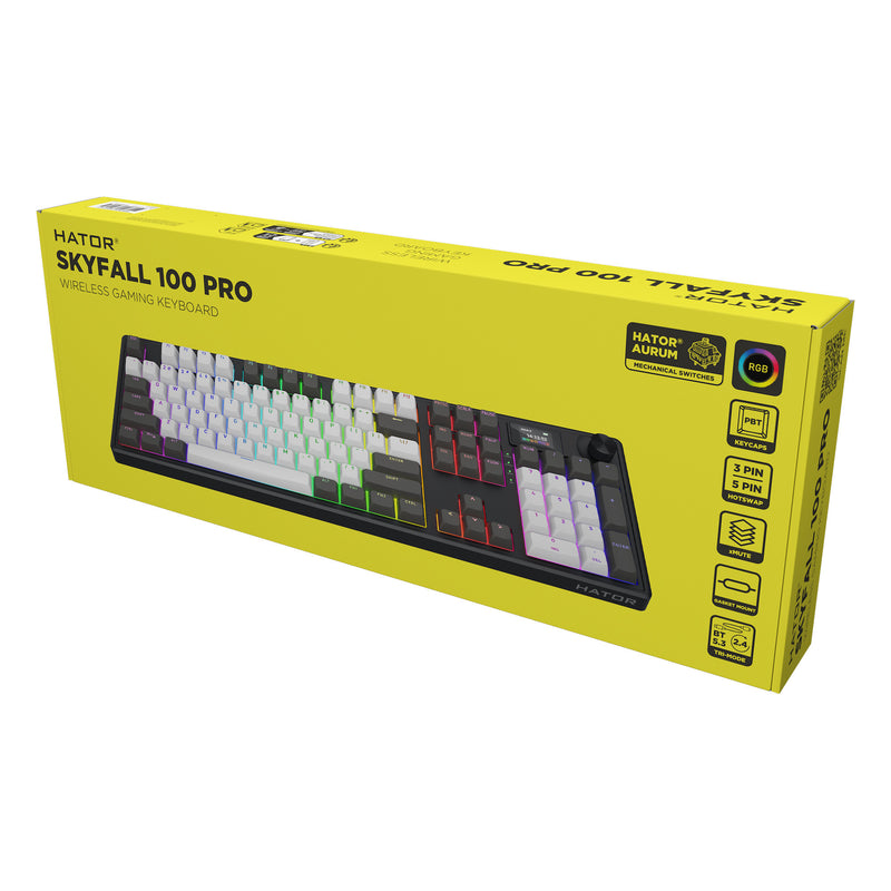 ギャラリービューアに画像をロードする, Hator skyfall pro wireless rgb mechanisch gaming toetsenbord (zwart, us lay-out (qwerty), hator aurum vanilla silent, 100%, rgb, double-shot pbt, hot-swap, 2.4ghz bluetooth usb-c)