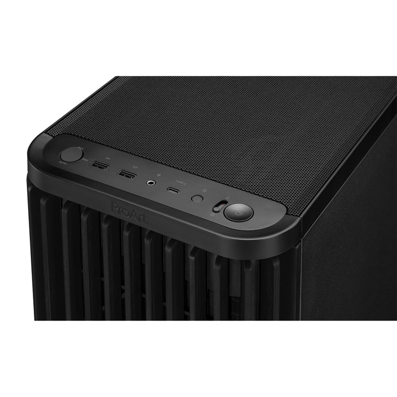 Afbeelding laden in galerijviewer, Asus proart pa401 wood edition - metal panel midi tower behuizing (zwart | 2x usb-a | 1x usb-c)