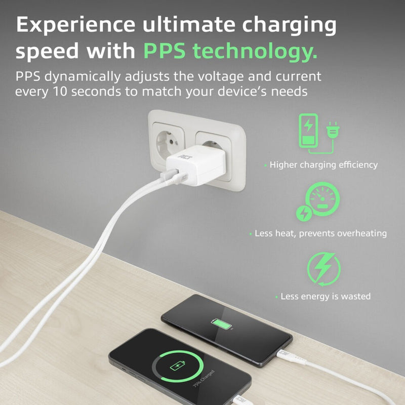 Load image into Gallery viewer, Act connectivity usb-c usb-a lader 20w met power delivery pps, quick charge, ganfast oplader (wit)
