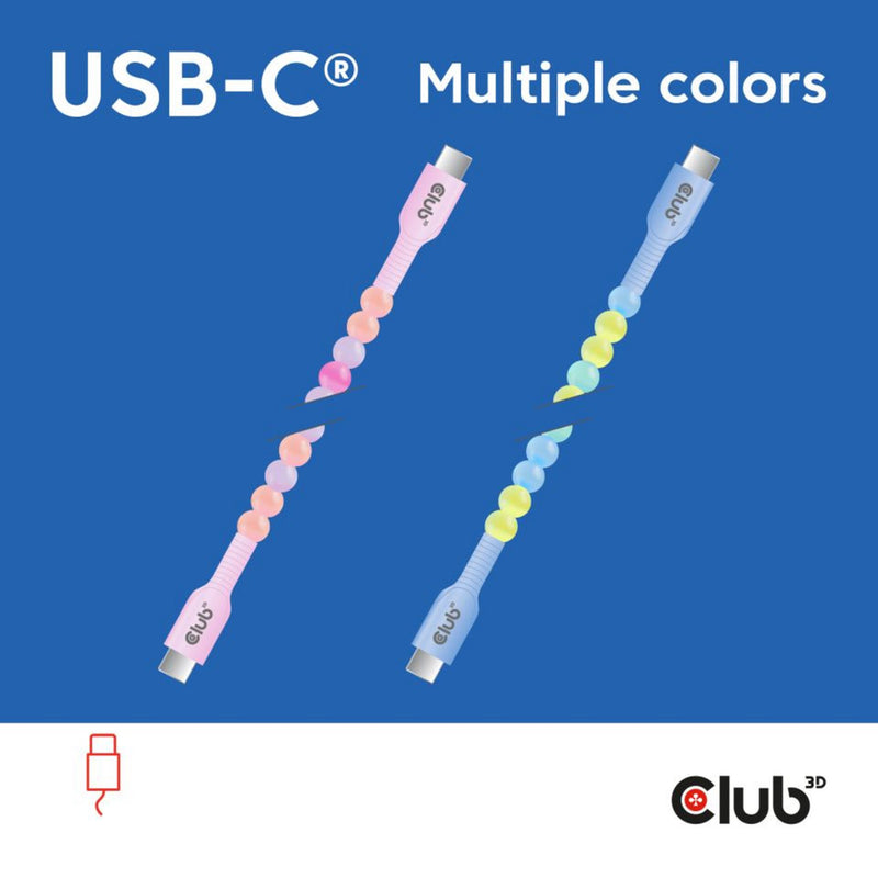 Laden Sie das Bild in Galerie -Viewer, Club 3d usb-c beaded cable pink, 2 meter kabel (roze)