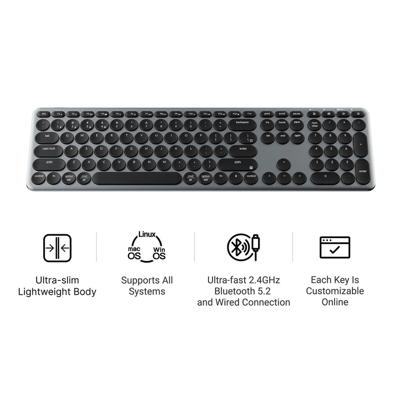 Load image into Gallery viewer, Keychron b5 pro-k1 toetsenbord (grijs, us lay-out (qwerty), scissor switches, 100%, abs keycaps, 2.4 ghz bluetooth usb)