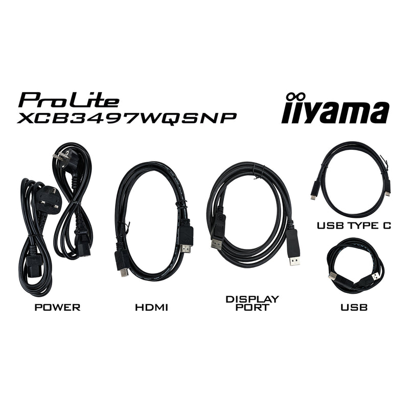 Load image into Gallery viewer, Iiyama prolite xcb3497wqsnp-b1 34 curved ultrawide monitor (zwart, 2x hdmi, displayport, 2x usb-a, 3x usb-c, rj-45)