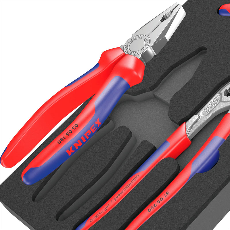 Load image into Gallery viewer, Wera 9780 schuimrubberen inzetstuk met knipex tangen set 1, 3‑delig tangenset (zwart grijs, in schuiminzet voor werkplaatswagen)