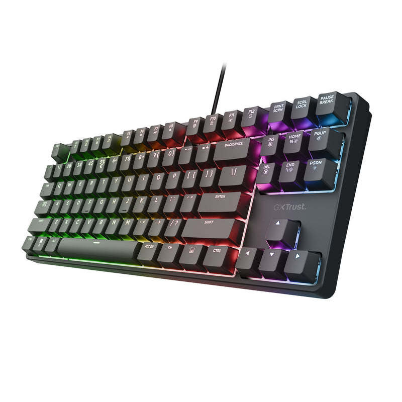 Load image into Gallery viewer, Trust gxt 864 cada compact mechanisch tkl-gamingtoetsenbord (zwart, us lay-out (qwerty), huano brown, rgb)