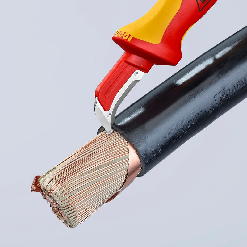 Load image into Gallery viewer, Knipex ontmantelingsmes 9855sb (rood geel, 180 mm)