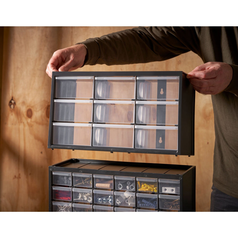 Load image into Gallery viewer, Stanley ladenkastje 9 compartimenten gereedschapsbox (zwart transparant)