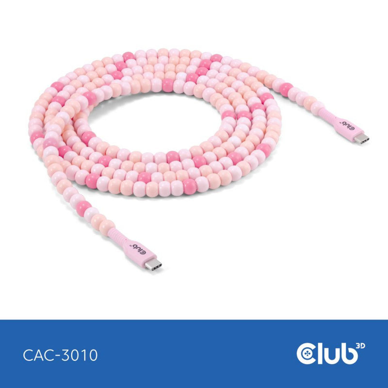 Laden Sie das Bild in Galerie -Viewer, Club 3d usb-c beaded cable pink, 2 meter kabel (roze)