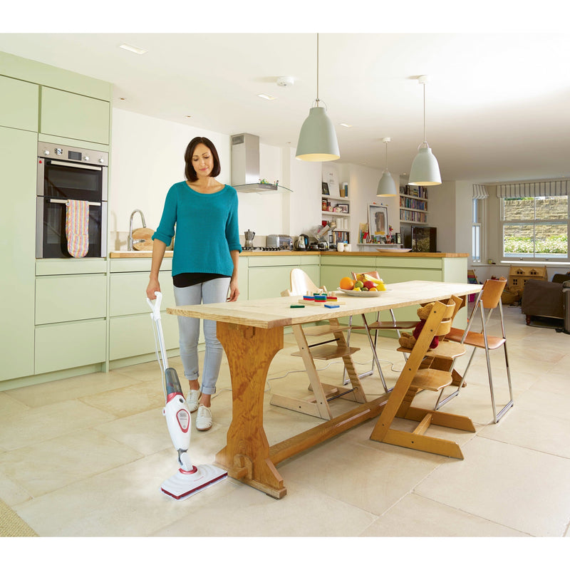 Afbeelding laden in galerijviewer, Black+decker bds1616r 1600w steam-mop met 2 stoomdoeken stoomreiniger (wit rood)