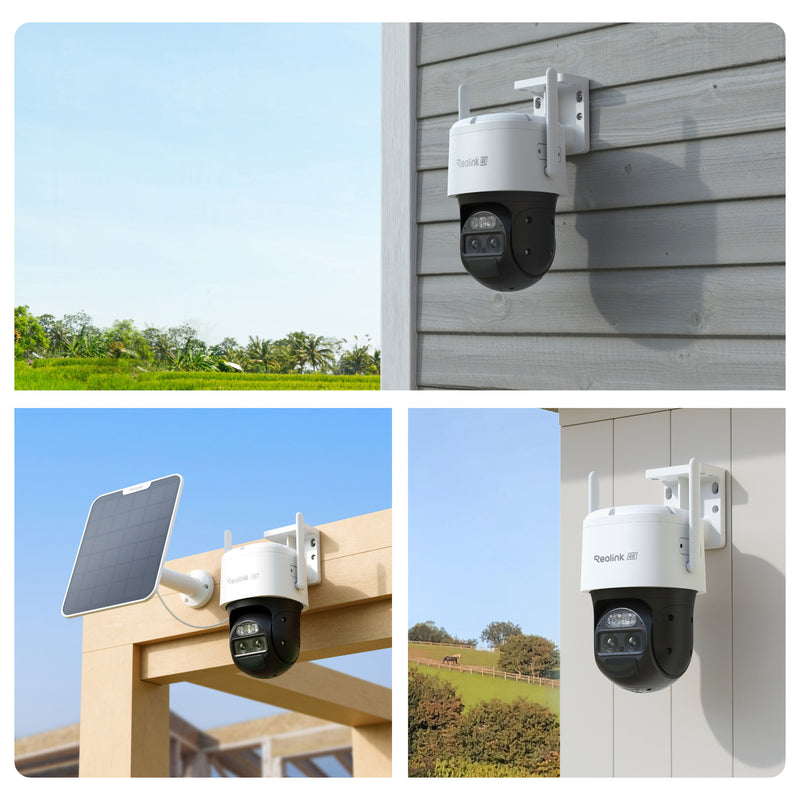Cargue la imagen en el visor de la galería, Reolink trackmix g770 + solar panel 2 beveiligingscamera (wit zwart, 4k 8mp uhd, 4g lte, incl. zonnepaneel)