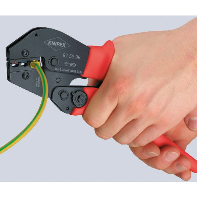 Load image into Gallery viewer, Knipex krimptang 97 52 06 (rood zwart, ovale krimp, openingsveer)