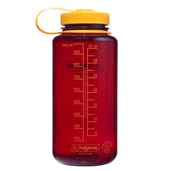 Load image into Gallery viewer, Nalgene wide mouth sustain water bottle, 1 liter drinkfles (donkerrood geel)