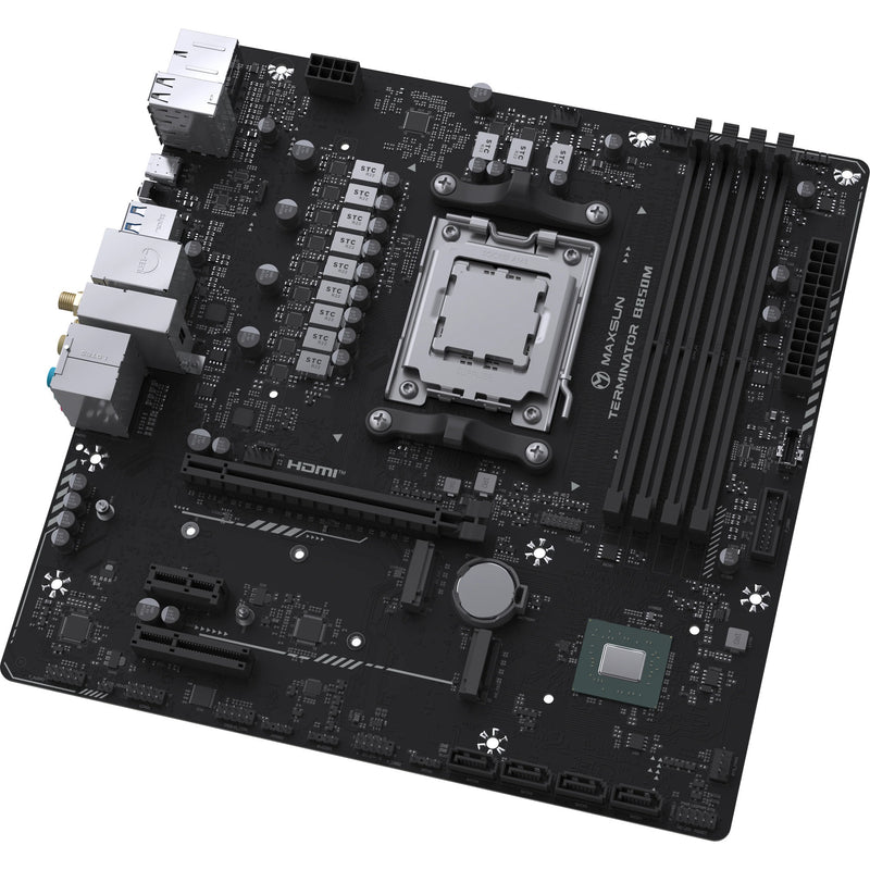 Laden Sie das Bild in Galerie -Viewer, Maxsun ms-terminator b850m wifi socket am5 moederbord (zwart, raid, 2.5 gb-lan, wlan, bt, sound, µatx)
