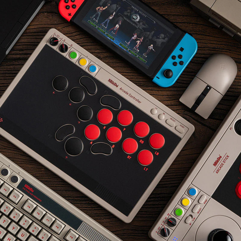 Chargez l'image dans la visionneuse de la galerie, 8bitdo arcade controller (grijs rood, 2.4 ghz bluetooth usb, nintendo switch 1 + 2, pc)