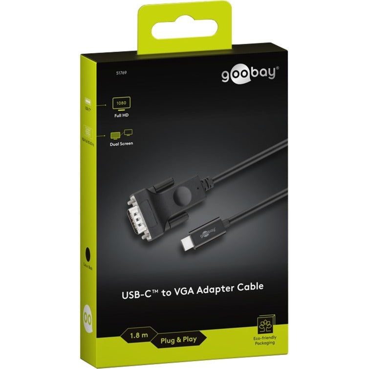 Load image into Gallery viewer, Goobay usb-c naar vga adapterkabel (zwart, 1,8 meter)