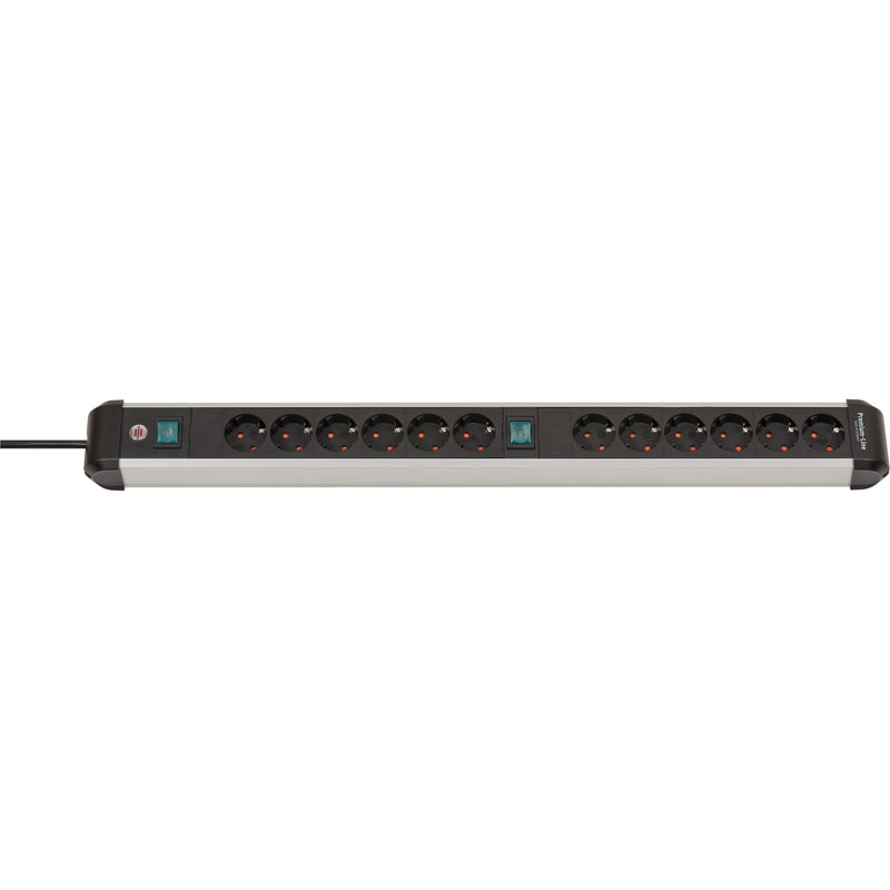 Afbeelding laden in galerijviewer, Brennenstuhl premium-alu-line stekkerdoos 12-voudig 3 m h05vv-f 3g1,5 2x 6-voudig schakelbare contactdozen