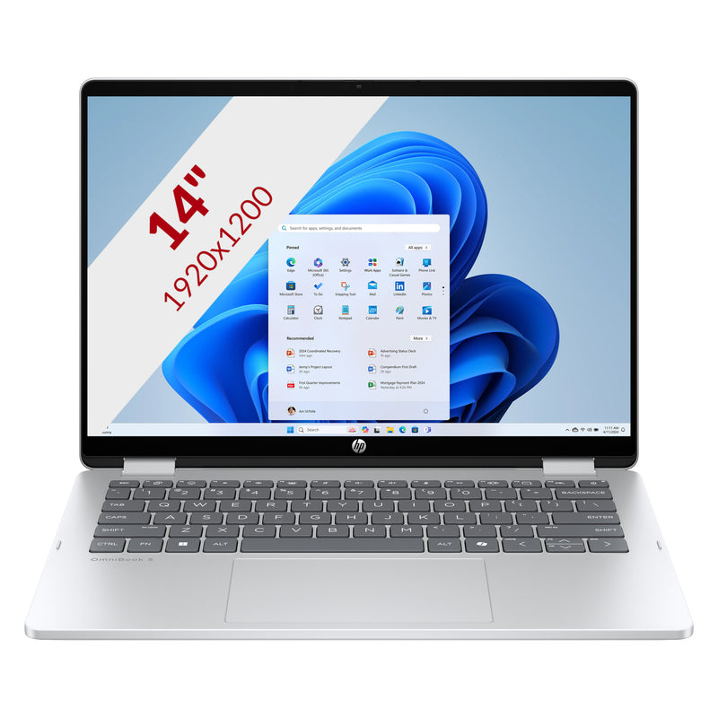 Afbeelding laden in galerijviewer, Hp omnibook 5 flip 2-in-1 14-fp0250ndx 14 laptop (zilver | core 5 120u | intel graphics | 8 gb | 512 gb ssd | touch)