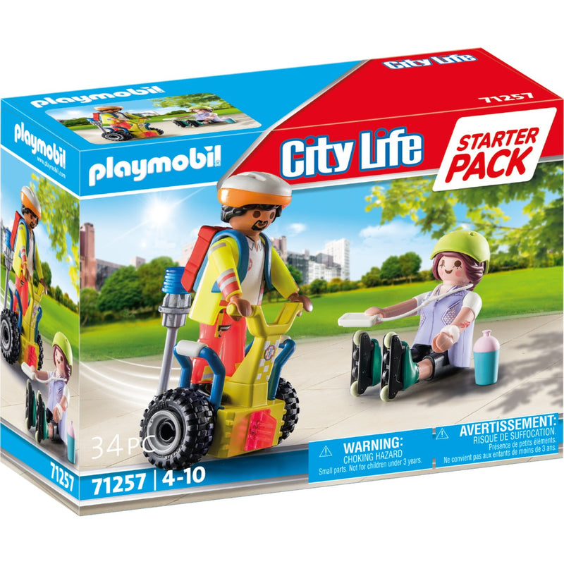 Load image into Gallery viewer, Playmobil city life - starterpack rescue met segway constructiespeelgoed (71257)