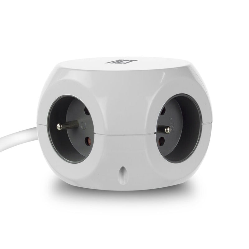 Load image into Gallery viewer, Act connectivity stekkerdoos kubus met 3 stopcontacten, 30w power delivery usb-c a poorten, kabellengte 1,5m stekkerdoos (wit, type e)