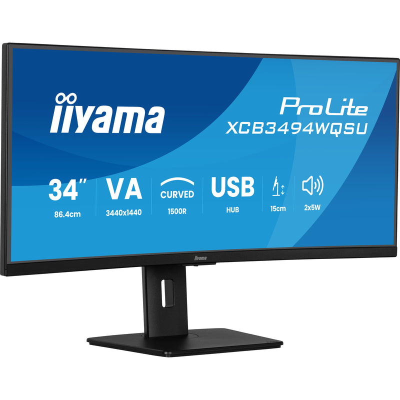 Load image into Gallery viewer, Iiyama prolite xcb3494wqsu-b1 34 curved ultrawide monitor (zwart, 2x hdmi, displayport, 2x usb-a, 2x usb-c)