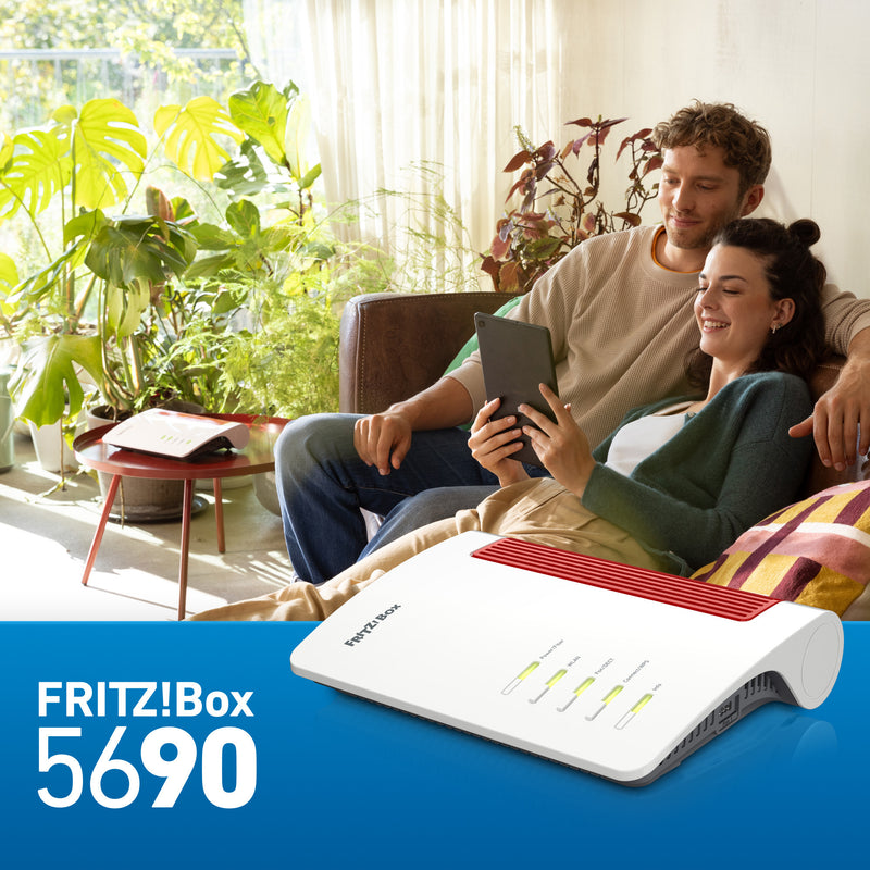 Load image into Gallery viewer, Fritz! box 5690 edition international glasvezel router (wit rood, mesh wi-fi, 2.5 gbit s)