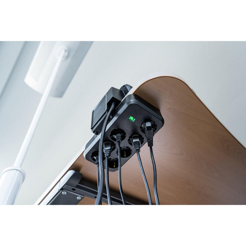 Load image into Gallery viewer, Brennenstuhl estilo duplex stekkerdoos met schakelaar en overspanningsbeveiliging stekkerdoos (zwart zilver, 1x usb c, 1x usb a)