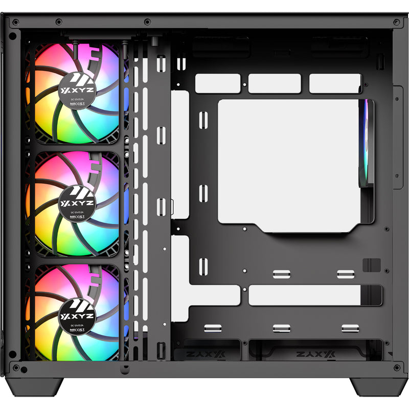 Cargue la imagen en el visor de la galería, Xyz pc gear tesseract x midi tower behuizing (zwart | 2x usb-a | 1x usb-c | tempered glass)