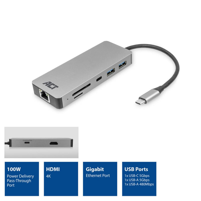 Load image into Gallery viewer, Act connectivity usb-c 4k docking station voor 1 hdmi monitor, ethe