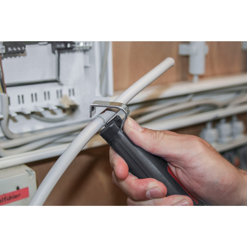 Load image into Gallery viewer, Wiha ontmantelingsgereedschap met zelfdraaiend sleepmes kabelstrip- ontmantelingsgereedschap (zwart rood, voor ronde kabel)