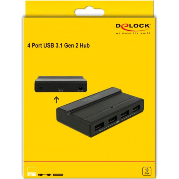 Load image into Gallery viewer, Delock externe usb 3.2 gen 2 4 port hub 10gbps usb-hub (zwart)