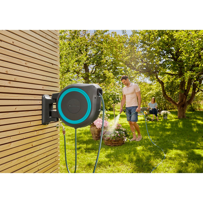 Load image into Gallery viewer, Gardena wandslangenbox rollup xl slanghaspel (grijs turquoise, 18630-20, 35 meter)