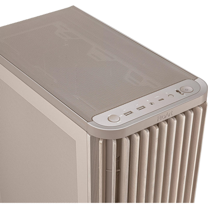 Load image into Gallery viewer, Asus proart pa401 wood edition - mesh panel midi tower behuizing (beige houtkleur | 2x usb-a | 1x usb-c)