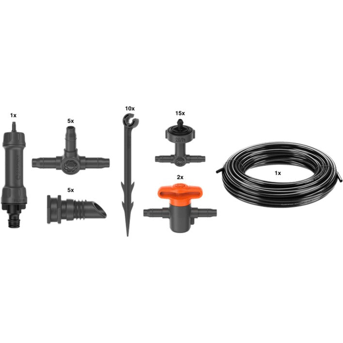 Afbeelding laden in galerijviewer, Gardena micro-drip-bewatering balkon set (15 planten) druppelaar (zwart grijs)
