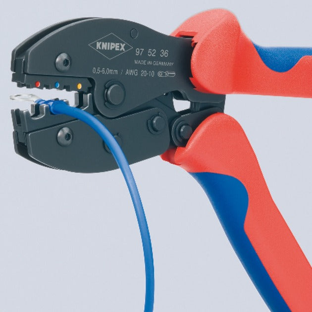 Load image into Gallery viewer, Knipex preciforce 97 52 36 sb krimptang (rood blauw, strippen, krimpen 0.5 - 6.0mm²)