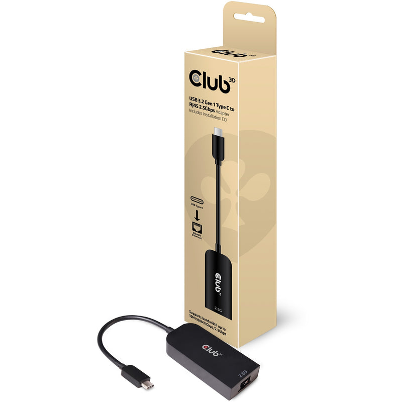 Chargez l'image dans la visionneuse de la galerie, Club 3d usb-c 3.2 gen 1 naar 2.5gb-lan ethernet adapter (zwart, 0,16 meter)