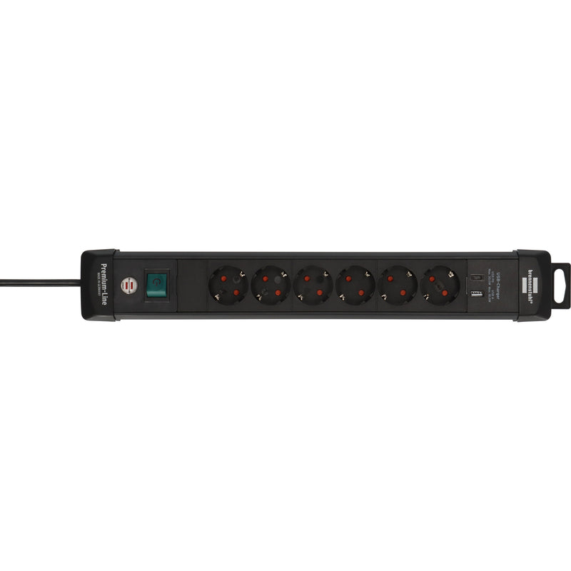 Load image into Gallery viewer, Brennenstuhl premium-line stekkerdoos 6-voudig met usb c pd 30w en usb a 18w stekkerdoos (zwart, 1x usb-a, 1x usb-c)