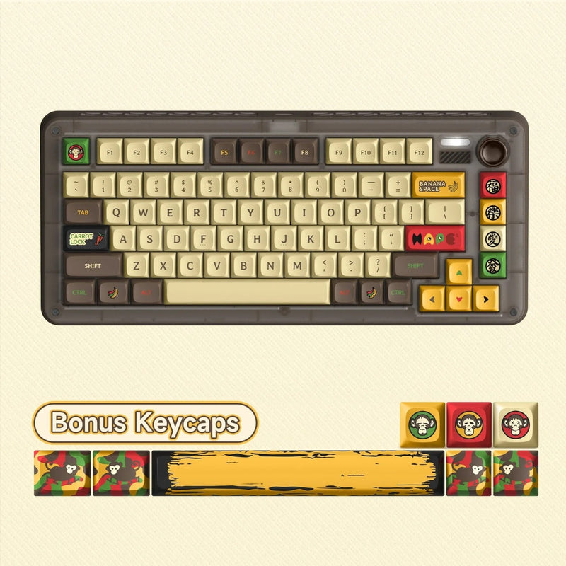 Laden Sie das Bild in Galerie -Viewer, Iqunix zx75 happy ape wireless mechanical keyboard (bruin, us lay-out (qwerty), ttc holy panda, 75%, rgb leds, hot-swappable, double-shot pbt, 2.4ghz | bluetooth 5.1 | usb-c)