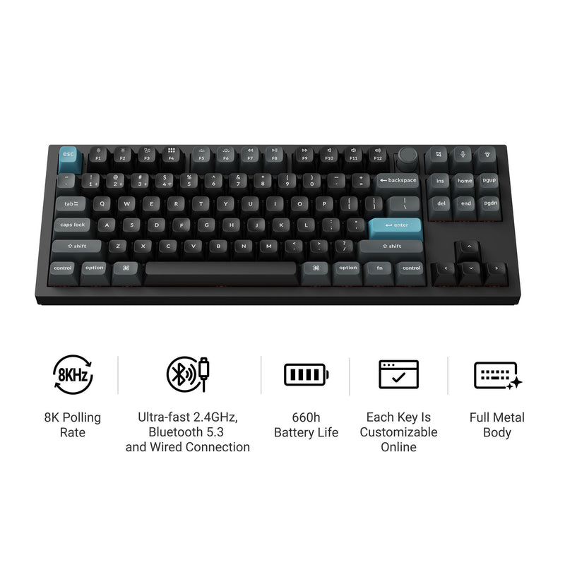 Load image into Gallery viewer, Keychron q3 ultra-m3 8k wireless custom mechanical keyboard (zwart, us lay-out (qwerty), silk pom brown, 80% (tkl) , rgb, hot swap, 8k, 2.4 ghz | bluetooth 5.2 | usb-c)