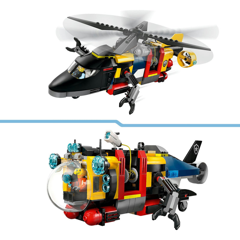 Afbeelding laden in galerijviewer, Lego city - helikopter, brandweerauto en onderzeeër remix constructiespeelgoed (60462 | set van 3 modulaire voertuigen)