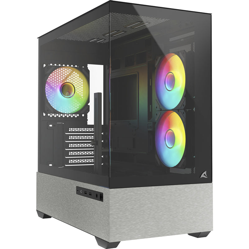 Load image into Gallery viewer, Sharkoon mk7 argb mini tower behuizing (zwart | 2x usb-a | 1x usb-c | rgb | tempered glass)