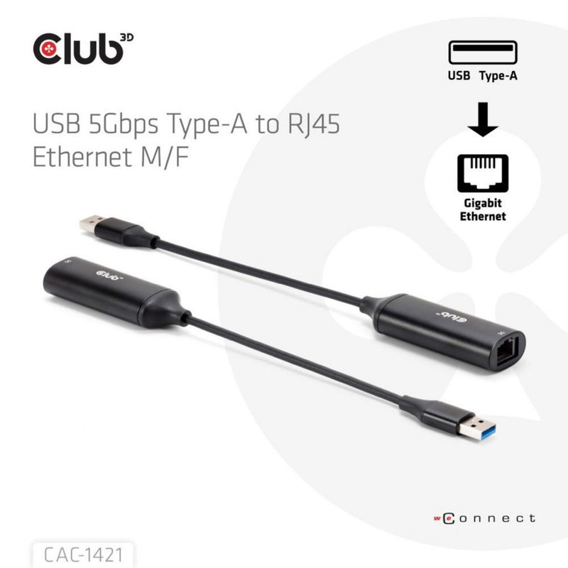 Cargue la imagen en el visor de la galería, Club 3d usb-a naar rj45 ethernet 5gbps adapter (zwart)