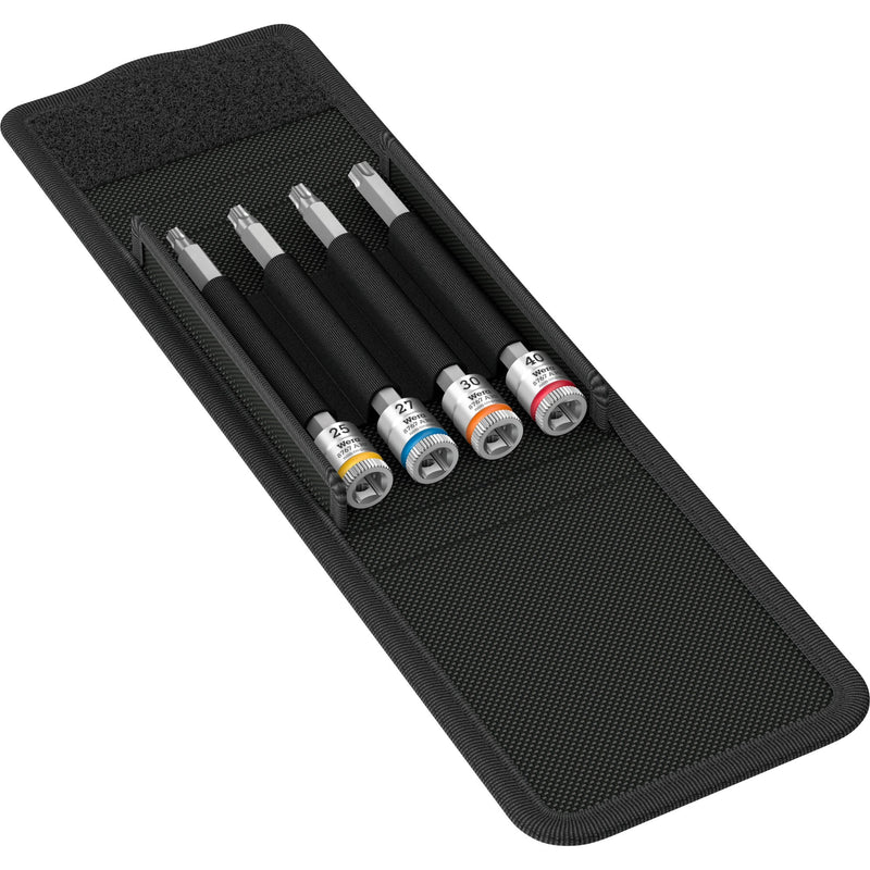 Load image into Gallery viewer, Wera 8767 a torx® hf 1 zyklop bitdoppen set torx dopsleutel (zwart zilver, 4-delig, met vasthoudfunctie, 1 4 -aandrijving)