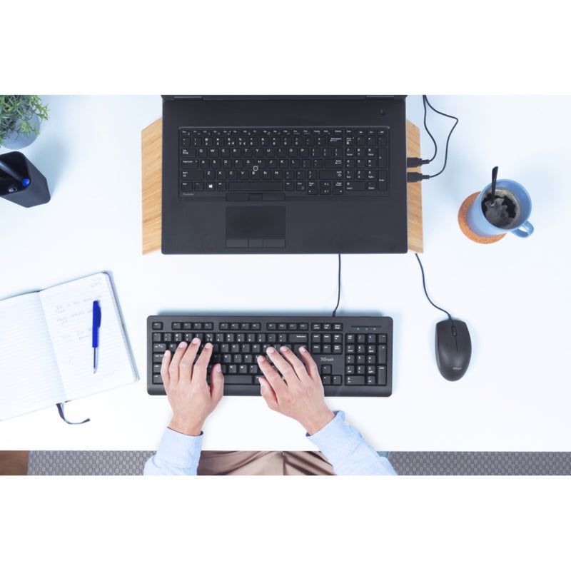 Load image into Gallery viewer, Trust primo keyboard mouse set, desktopset (zwart, us lay-out, membraan)
